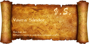 Vavra Sándor névjegykártya