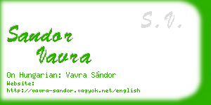 sandor vavra business card